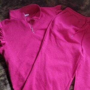 Bright Pink Wide Leg Jumpsuit with Zip Neck